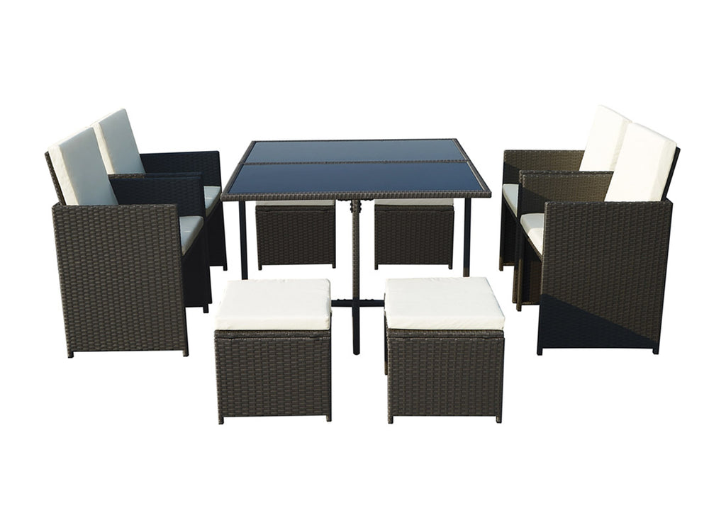 Rattan 8 Seat Cube Set - Black - Cannes Range