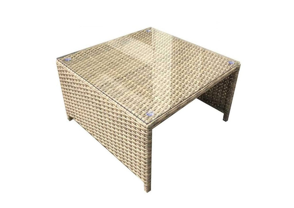 Rattan Coffee Table with Ottomans - Brown - Elizabeth Range