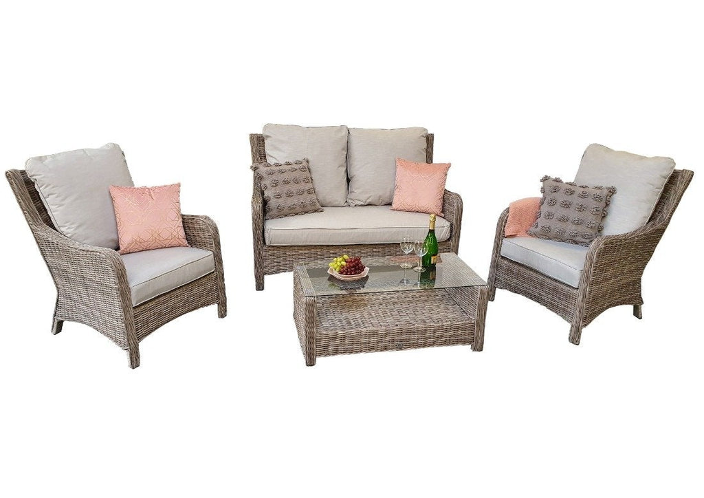 High Back 4 Seater Sofa Set in Fine Grey with Silver Grey Cushions