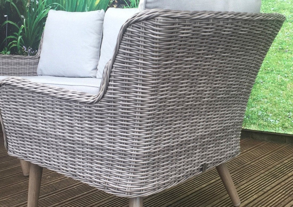 Rattan 2 Seater Sofa Set with Coffee Table - Light Grey - Derwent Range