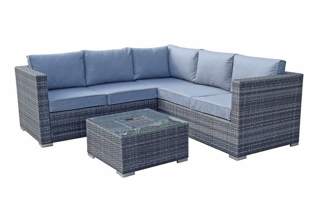 Rattan Corner Sofa Set with Ice Bucket  - Charcoal Grey - Grassholme Premium Range