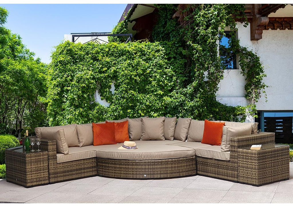 Rattan Ultimate Luxury Corner Sofa Set - Mixed Brown - Sandbanks Range