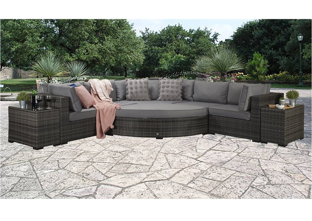 Rattan Ultimate Luxury Corner Sofa Set - Charcoal Grey - Sandbanks Range