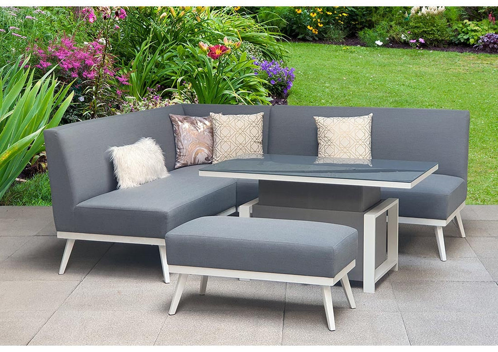 Aluminium Corner Sofa With Gas Lift Table - Dark Grey Frame - Kimmie Range