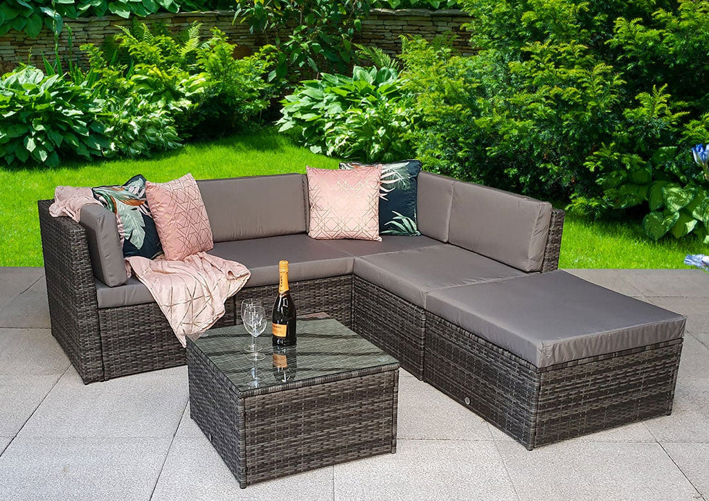 Rattan Modular Corner Sofa Set - Charcoal Grey - Pinehurst Range